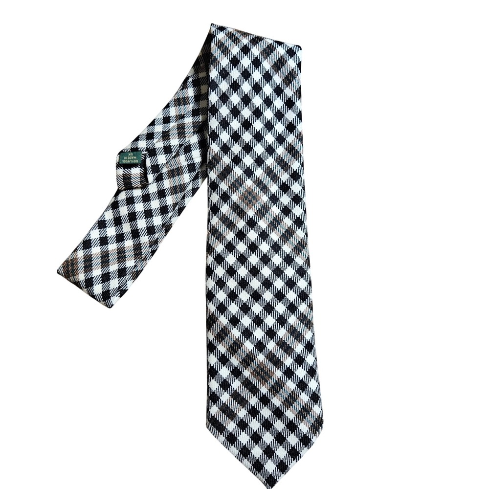 Lochcarron of Scotland Wool Gingham Plaid Tie Neck Tie‎ UK Corpcore Old Money